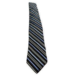 Chaps Men's Blue Classic Stripe 100% Silk Corpcore Businesswear Dressy Tie